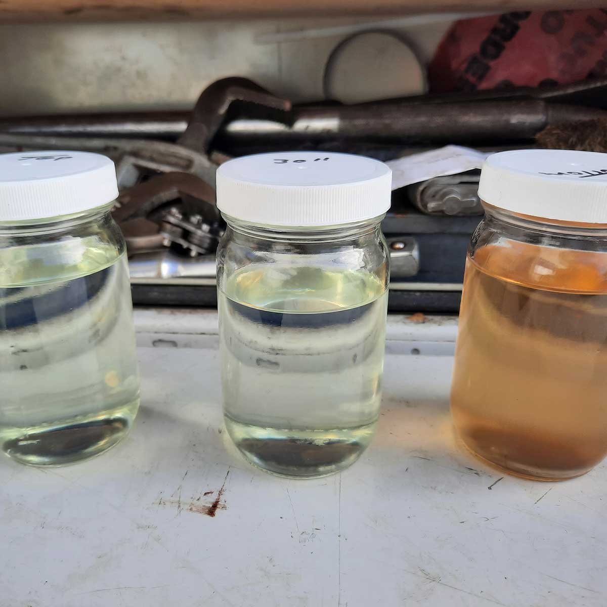 Fuel Polishing - Coeur d'Alene Service Station Equipment - samples of fuel in jars